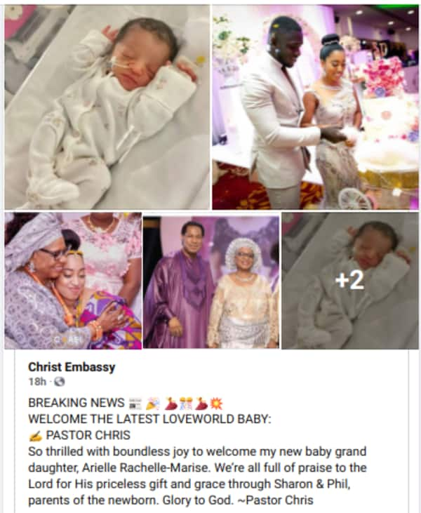 ' Daughter Sharon and Ghanaian Husband Philip Frimpong Welcome Their 1st Child (Photos) Pastor Chris' Daughter Sharon and Ghanaian Husband Philip Frimpong Welcome Their 1st Child (Photos)