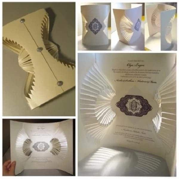 Unik design för bröllopsinbjudan - Origami bröllopsinbjudan