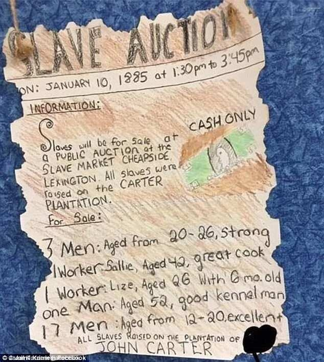 "sold" to bidding white in mock slave auction Родители возмущены темнокожими пятиклассниками"sold" to bidding white in mock slave auction